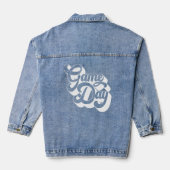  game-dag White Blue Sports Soccer Football Denim Jacket (Achterkant)