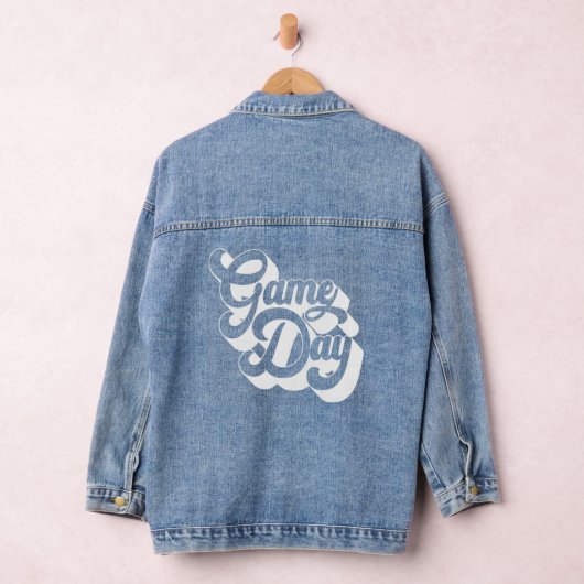  game-dag White Blue Sports Soccer Football Denim Jacket (Hangar)
