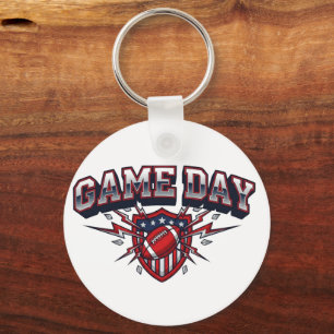 Game Day American Football Patriottisch Schild Spo Sleutelhanger