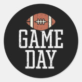 Game Day American Football Player Team Coach Manne Ronde Sticker (Voorkant)