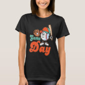 Game Day Baseball And Softball Fan Groovy Play Pla T-shirt (Voorkant)