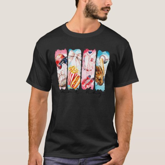 Game Day Baseball Coquette Bow Grappig Dit Het Sei T-shirt (Voorkant)