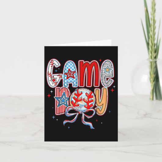 Game Day Baseball Coquette Mama Geruite Moeders Kaart (Voorkant)