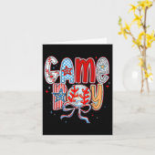 Game Day Baseball Coquette Mama Geruite Moeders Kaart (Gele Bloem)