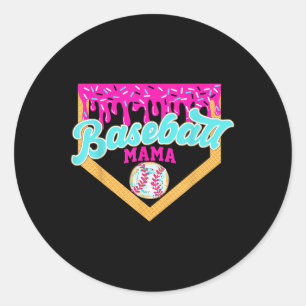 Game Day Baseball Mama Ice Cream Drip Baseball Mom Ronde Sticker