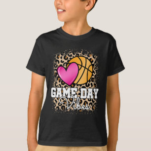 Game Day Basketball Leopard Print Women Girls Bask T-shirt