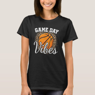 Game Day Basketball Leopard Print Women Girls Bask T-shirt