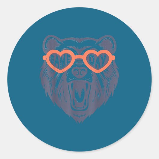 Game Day Bear  Ronde Sticker (Voorkant)