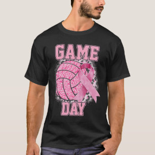 Game Day Borstkanker Bewustzijn Roze Volleybal T-shirt