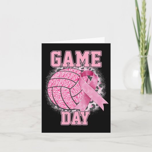 Game Day Breast Cancer Bewustheid Roze Volleybal Kaart (Voorkant)