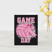 Game Day Breast Cancer Bewustheid Roze Volleybal Kaart (Gele Bloem)