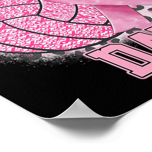 Game Day Breast Cancer Bewustheid Roze Volleybal Poster (Hoek)