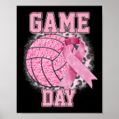Game Day Breast Cancer Bewustheid Roze Volleybal Poster (Voorkant)