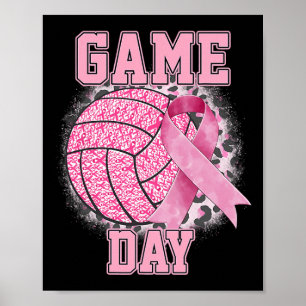 Game Day Breast Cancer Bewustheid Roze Volleybal Poster