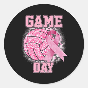 Game Day Breast Cancer Bewustheid Roze Volleybal Ronde Sticker