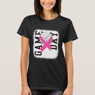 Game Day Breast Cancer Bewustheid Roze Volleybal T-shirt