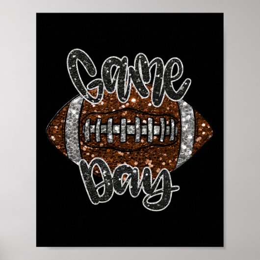 Game Day Football Bling Bling Football Lover Herfs Poster (Voorkant)