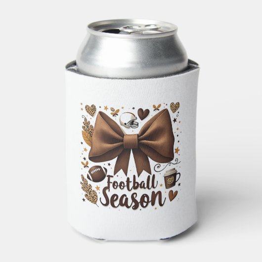 Game Day Football Bow Coquette Football Seizoen Blikjeskoeler (Blikje Voorkant)