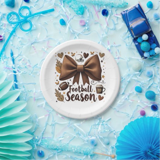 Game Day Football Bow Coquette Football Seizoen Papieren Bordje (Feest)