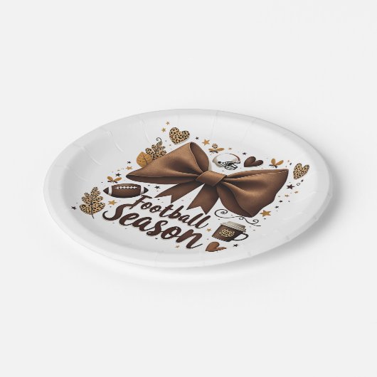Game Day Football Bow Coquette Football Seizoen Papieren Bordje (Gekanteld)