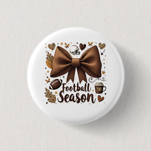 Game Day Football Bow Coquette Football Seizoen Ronde Button 3,2 Cm