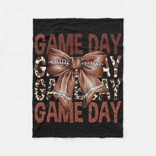 Game Day Football Bow Leopard Vrouwen Meisjes Kind Fleece Deken