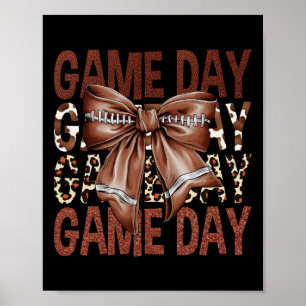 Game Day Football Bow Leopard Vrouwen Meisjes Kind Poster