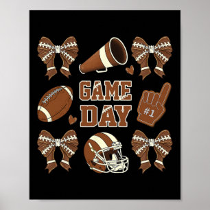 Game Day Football Coquette Bow Football Mom Vrouwe Poster