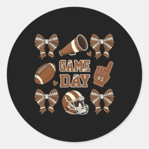 Game Day Football Coquette Bow Football Mom Vrouwe Ronde Sticker