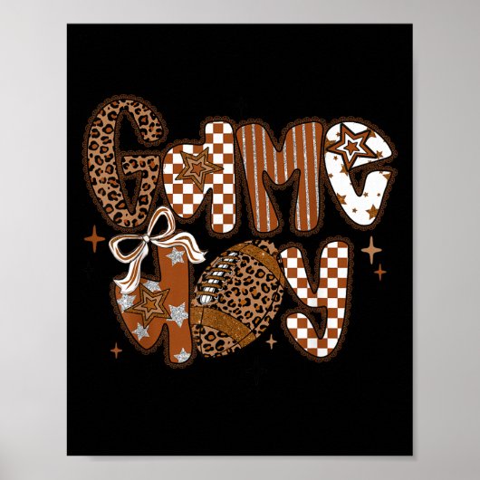 Game Day Football Girly Lace Bow Team Srit Girls B Poster (Voorkant)