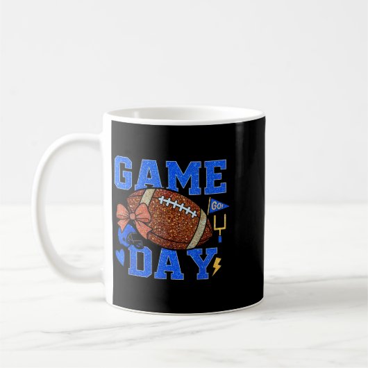 Game Day Football Season Football Mama Blue Gold B Koffiemok (Links)