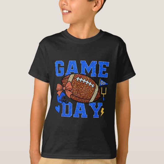 Game Day Football Season Football Mama Blue Gold B T-shirt (Voorkant)