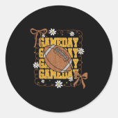 Game Day Football Season Football Mama Girl Black Ronde Sticker (Voorkant)