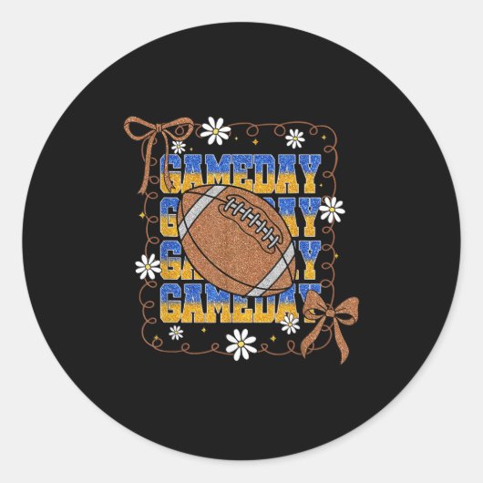 Game Day Football Season Football Mama Girl Blue G Ronde Sticker (Voorkant)