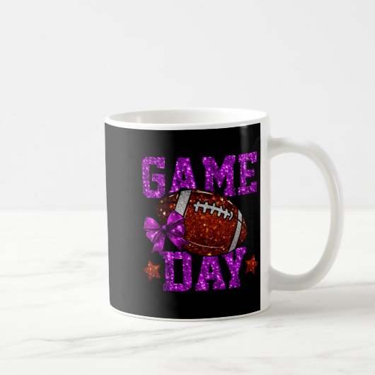 Game Day Football Season Football Mama Purple Bow Koffiemok (Rechts)