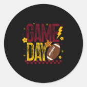Game Day Football Season Retro Maroon Gold Checked Ronde Sticker (Voorkant)