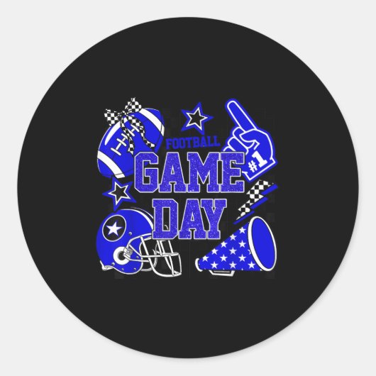 Game Day Football Touchdown Season Girly Team Srit Ronde Sticker (Voorkant)