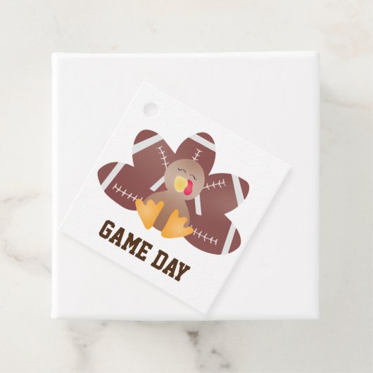 Game Day Football Turkey Feathers Brown Bedankjes Labels (In situ)