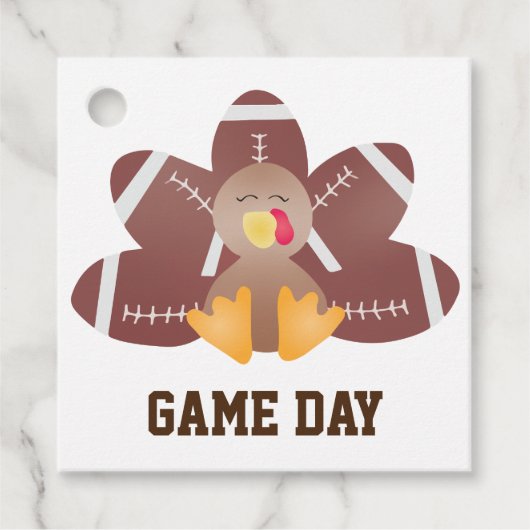 Game Day Football Turkey Feathers Brown Bedankjes Labels (Voorkant)