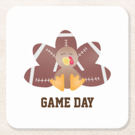 Game Day Football Turkey Feathers Brown Kartonnen Onderzetters