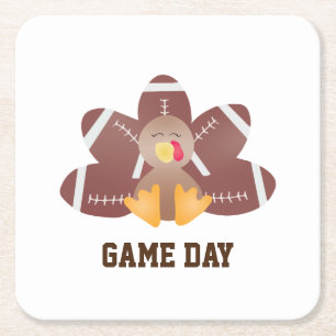 Game Day Football Turkey Feathers Brown Kartonnen Onderzetters