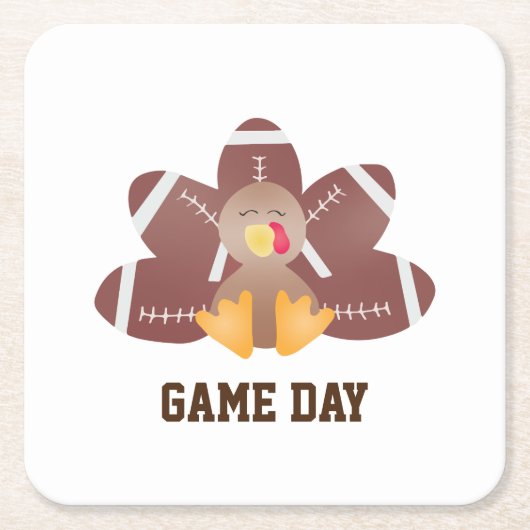 Game Day Football Turkey Feathers Brown Kartonnen Onderzetters (Voorkant)