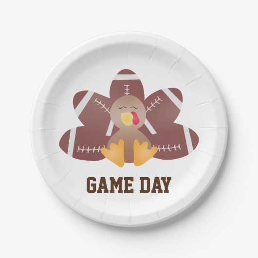 Game Day Football Turkey Feathers Brown Papieren Bordje (Voorkant)