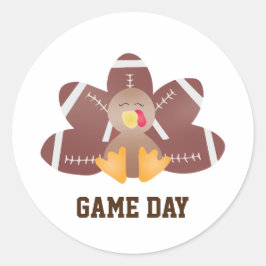 Game Day Football Turkey Feathers Brown Ronde Sticker