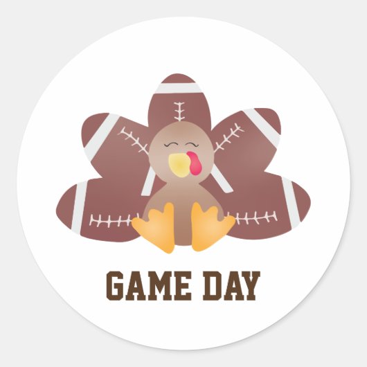 Game Day Football Turkey Feathers Brown Ronde Sticker (Voorkant)