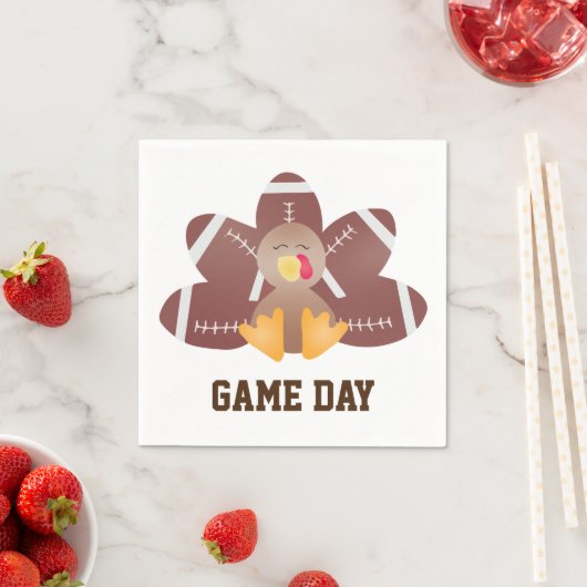 Game Day Football Turkey Feathers Brown Servet (Insitu)