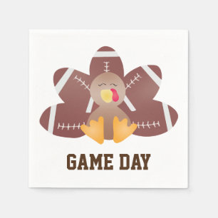 Game Day Football Turkey Feathers Brown Servet