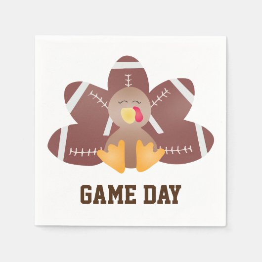 Game Day Football Turkey Feathers Brown Servet (Voorkant)