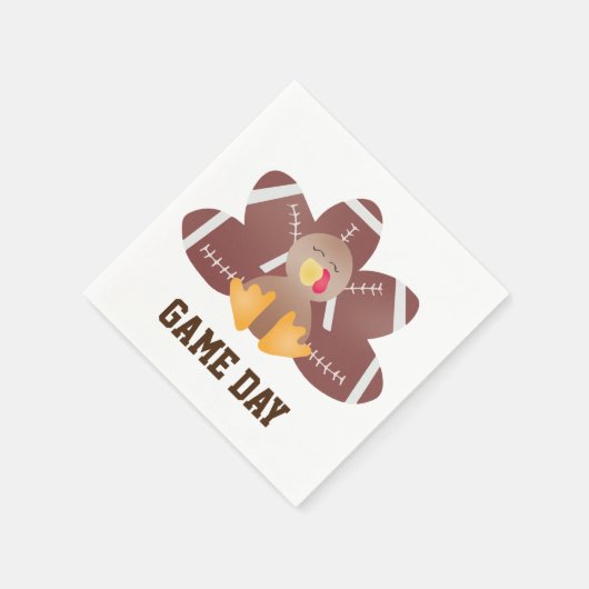 Game Day Football Turkey Feathers Brown Servet (Hoek)