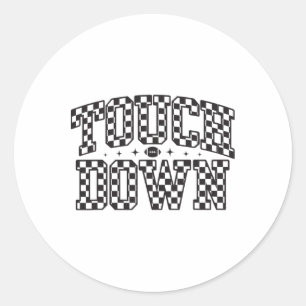 Game Day Geruite Touchdown Seizoen Preppy Amerika Ronde Sticker